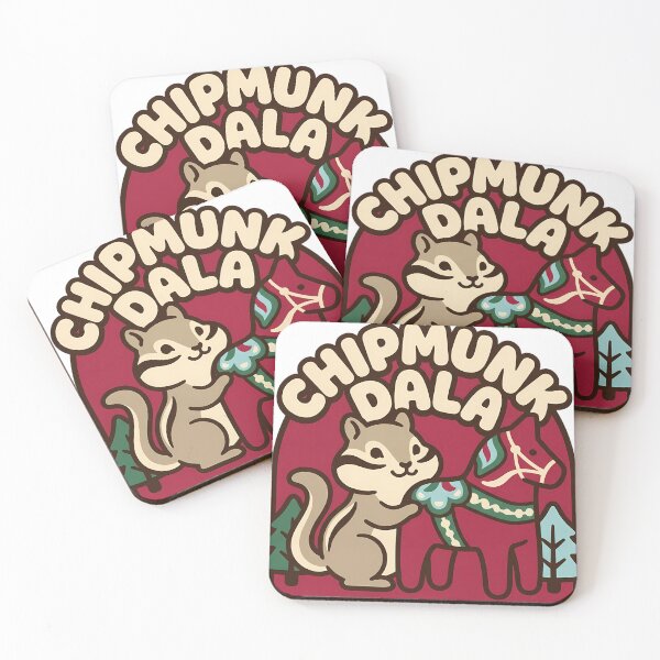 Item preview, Retro Chipmunk Dala Horse Christmas Winter Scene designed and sold by pumsquare.