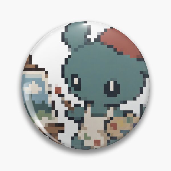 Item preview, Blue Creature Artist Painting a Landscape with a Palette at an Easel — Whimsical Dot Art Design designed and sold by fozero Pixel.