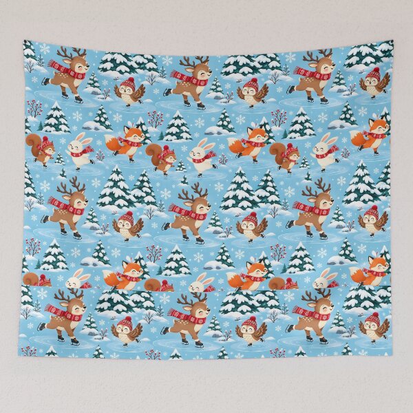 Item preview, Woodland Friends Ice Skating Christmas Pattern designed and sold by victorsuarez.