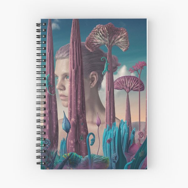 Item preview, Surreal Woman Portrait Behind Alien Flora with Chameleon designed and sold by Vizerskaya.
