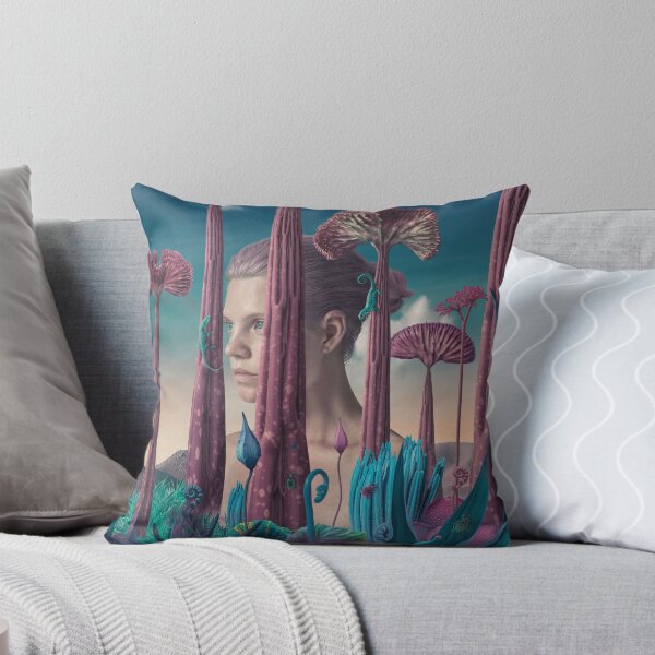 Item preview, ​Surreal Woman Portrait Behind Alien Flora with Chameleon designed and sold by Vizerskaya.