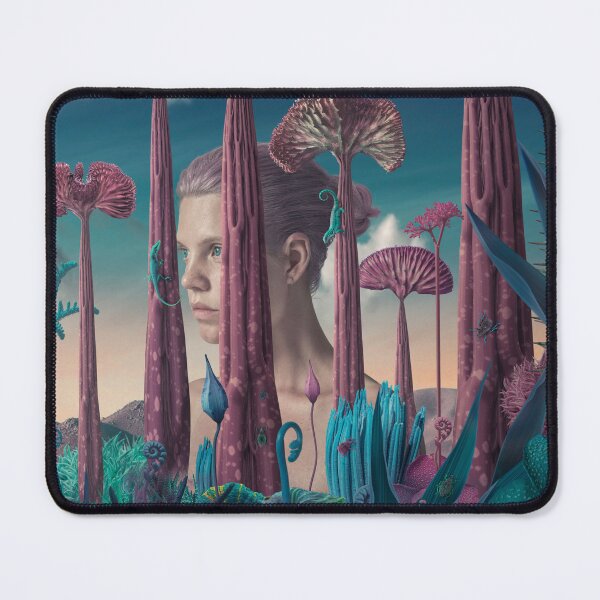 Item preview, ​Surreal Woman Portrait Behind Alien Flora with Chameleon designed and sold by Vizerskaya.