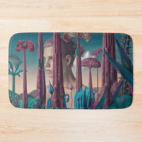 Item preview, Surreal Woman Portrait Behind Alien Flora with Chameleon designed and sold by Vizerskaya.