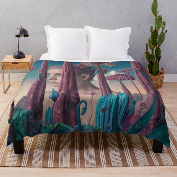 Item preview, Surreal Woman Portrait Behind Alien Flora with Chameleon designed and sold by Vizerskaya.
