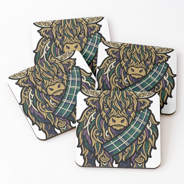Item preview, Tartan Highland Cow - Gothic Emblem designed and sold by IllumeInk.