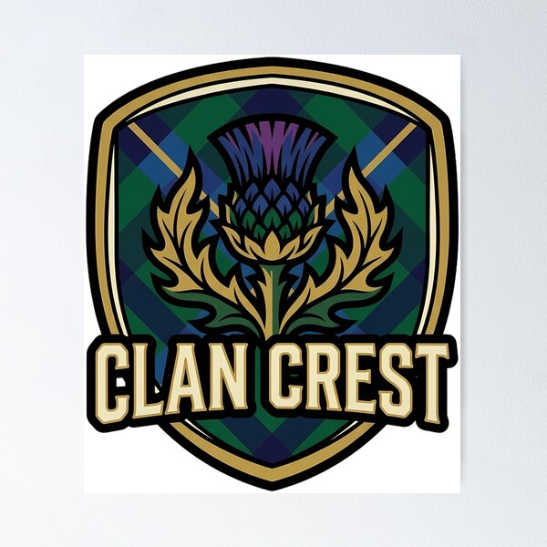 Item preview, Tartan Clan Crest - Highland Gothic Emblem designed and sold by IllumeInk.