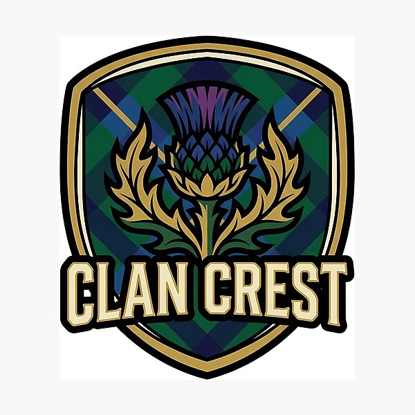 Item preview, Tartan Clan Crest - Highland Gothic Emblem designed and sold by IllumeInk.