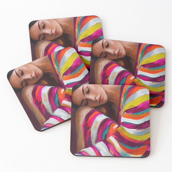 Item preview, Painting portrait relaxing woman in bright color dress designed and sold by TYA - Take Your Art.