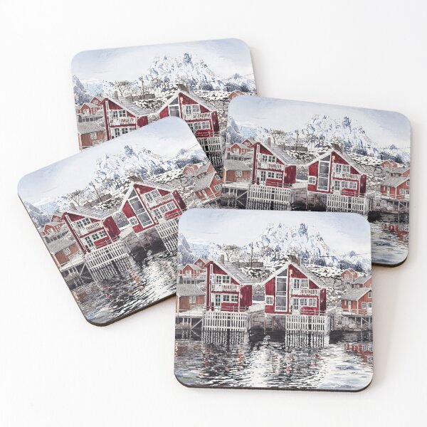 Item preview, Lofoten Islands Watercolor Print – Norway Coastal Landscape Art designed and sold by POSTERIOCREW.