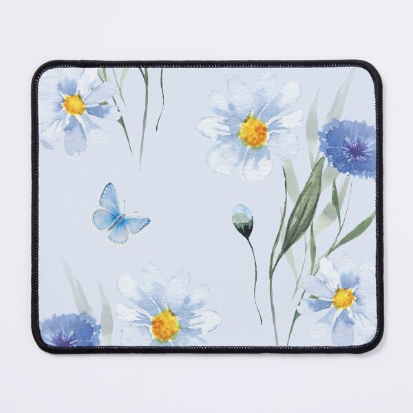 Item preview, Watercolor Blue Wildflowers and Butterfly Seamless Pattern designed and sold by SeJaa.