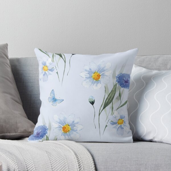 Item preview, Watercolor Blue Wildflowers and Butterfly Seamless Pattern designed and sold by SeJaa.