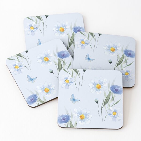 Item preview, Watercolor Blue Wildflowers and Butterfly Seamless Pattern designed and sold by SeJaa.