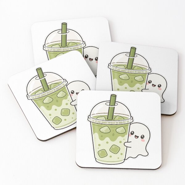 Item preview, Cute Ghost Hugging an Iced Matcha Latte designed and sold by LearnFunStore.