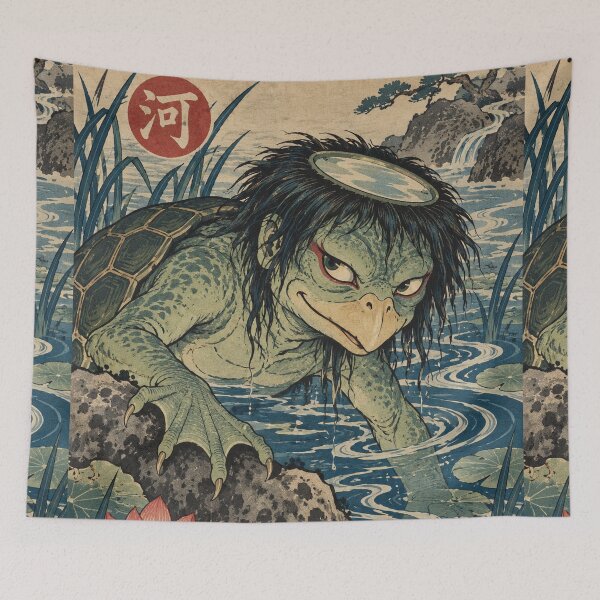 Item preview, Japanese Folklore - Green Kappa Yokai Emerging from River designed and sold by bapupa.