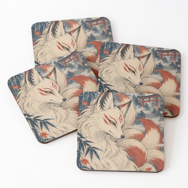 Item preview, Japanese Folklore - Nine-Tailed Kitsune Fox at Torii Gate designed and sold by bapupa.