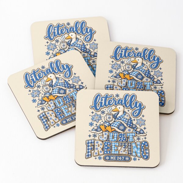 Item preview, Winter Duck Faux Embroidery Literally Just Freezing Blue Gingham Art designed and sold by AmiGraph.