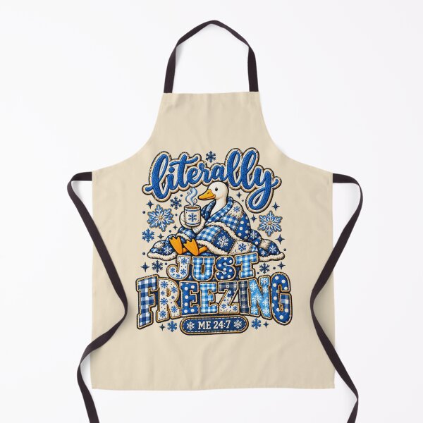 Item preview, Winter Duck Faux Embroidery Literally Just Freezing Blue Gingham Art designed and sold by AmiGraph.