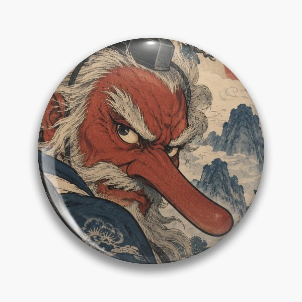 Item preview, Folclore japonés - El Tengu Yokai Rojo sobre el Templo de la Montaña designed and sold by bapupa.
