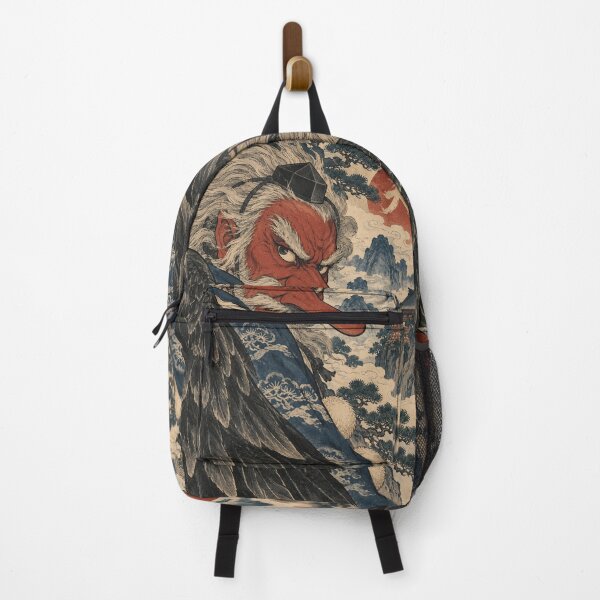 Item preview, Japanese Folklore - Red Tengu Yokai Above Mountain Temple designed and sold by bapupa.