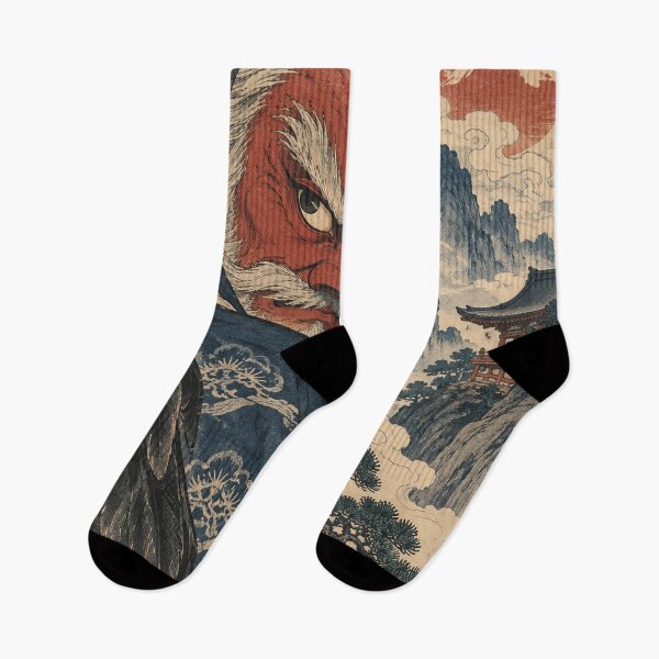Item preview, Folclore japonés - El Tengu Yokai Rojo sobre el Templo de la Montaña designed and sold by bapupa.