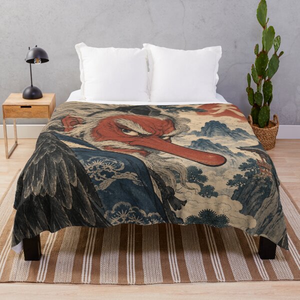 Item preview, Japanese Folklore - Red Tengu Yokai Above Mountain Temple designed and sold by bapupa.