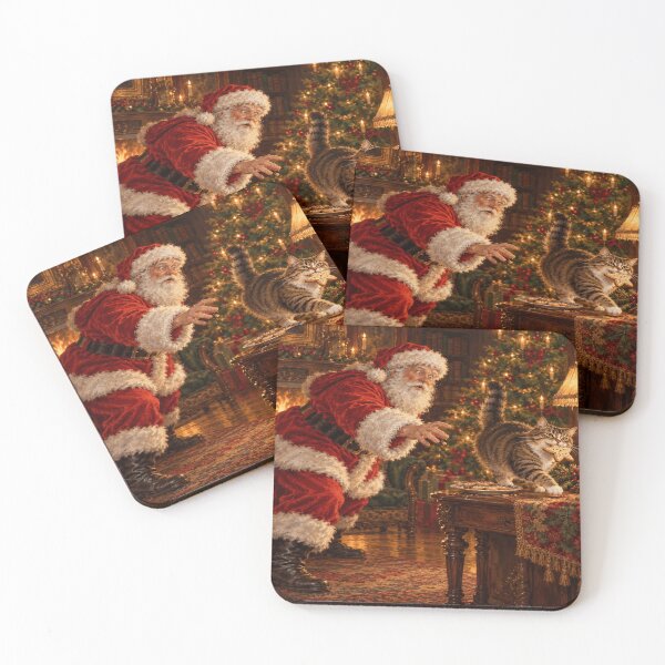 Item preview, Santa's Christmas Cookie Thief – Victorian Cat Art designed and sold by POD DYNASTY | Original Print On Demand T-Shirt Graphics.