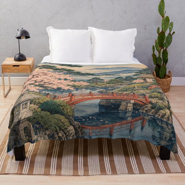 Item preview, Japanese Garden - Red Bridge Koi Pond Mount Fuji designed and sold by bapupa.