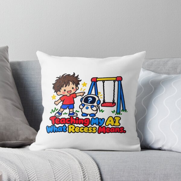 Item preview, Teaching My AI What Recess Means Cute Schoolkid and Robot Doodle designed and sold by ThreadQuirk.