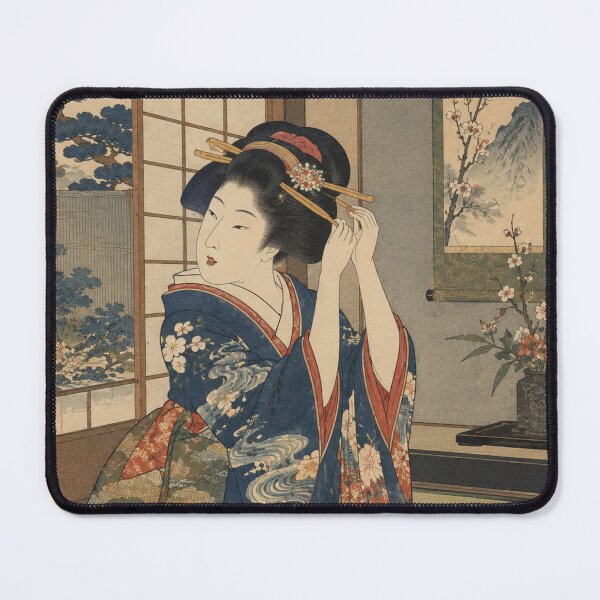 Item preview, Japanese Geisha - Adjusting Hairpin in Tatami Room designed and sold by bapupa.