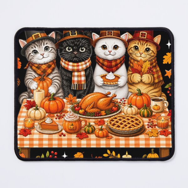 Item preview, Cute Thanksgiving Cats Dinner Fall Pilgrim Kittens designed and sold by varin-studio.
