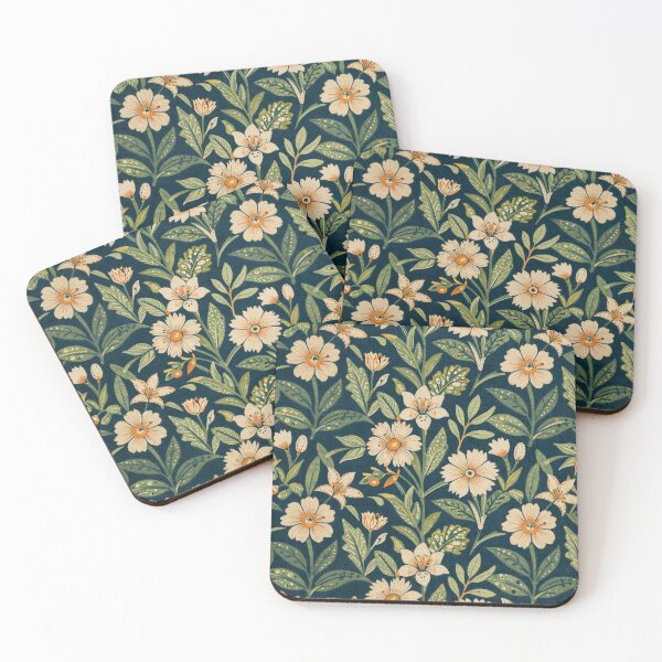 Item preview, Vintage Botanical Floral Pattern Dark Blue Art  designed and sold by CosyCush.