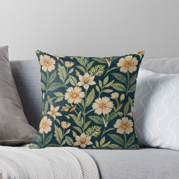 Item preview, Vintage Botanical Floral Pattern Dark Blue Art  designed and sold by CosyCush.