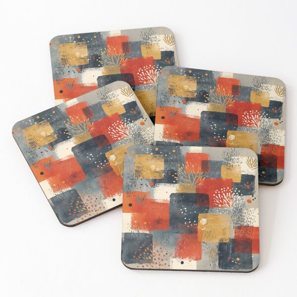 Item preview, Mudcloth Inspired Abstract in Red, Mustard and Navy designed and sold by solynneart.
