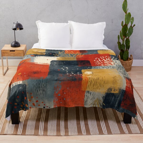 Item preview, Mudcloth Inspired Abstract in Red, Mustard and Navy designed and sold by solynneart.