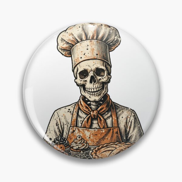 Item preview, Skeleton Chef — Funny Skeleton Baker Serving Halloween Cupcakes and Pumpkin Pie designed and sold by AASU247.