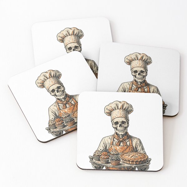 Item preview, Skeleton Chef — Funny Skeleton Baker Serving Halloween Cupcakes and Pumpkin Pie designed and sold by AASU247.