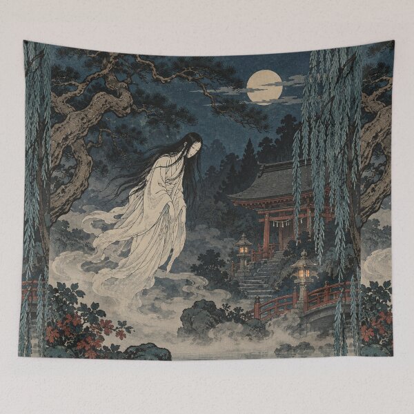 Item preview, Japanese Yurei Ghost - Floating Spirit at Shrine Pond designed and sold by bapupa.