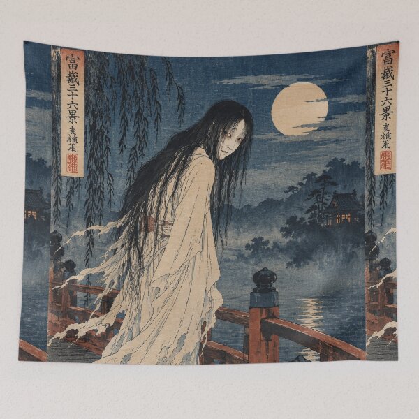 Item preview, Japanese Yurei Ghost - Woman on Moonlit Bridge designed and sold by bapupa.