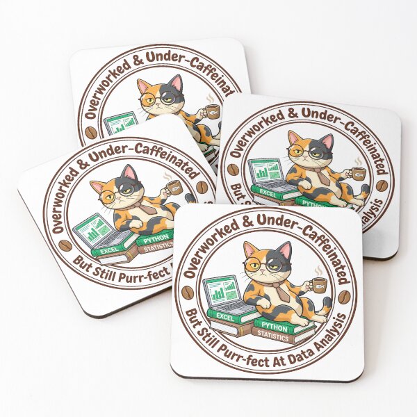 Item preview, Overworked Under Caffeinated Cat Funny Office Badge designed and sold by spreadsheetcafe.