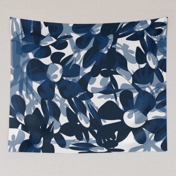 Item preview, Midnight Blue Botanical Abstract Pattern designed and sold by Nature  Nblossom.