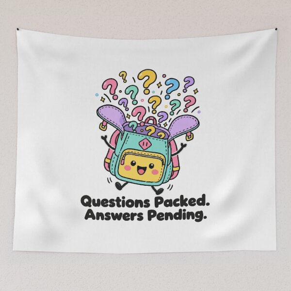 Item preview, Questions Packed Answers Pending Kawaii School Backpack Humor designed and sold by ThreadQuirk.