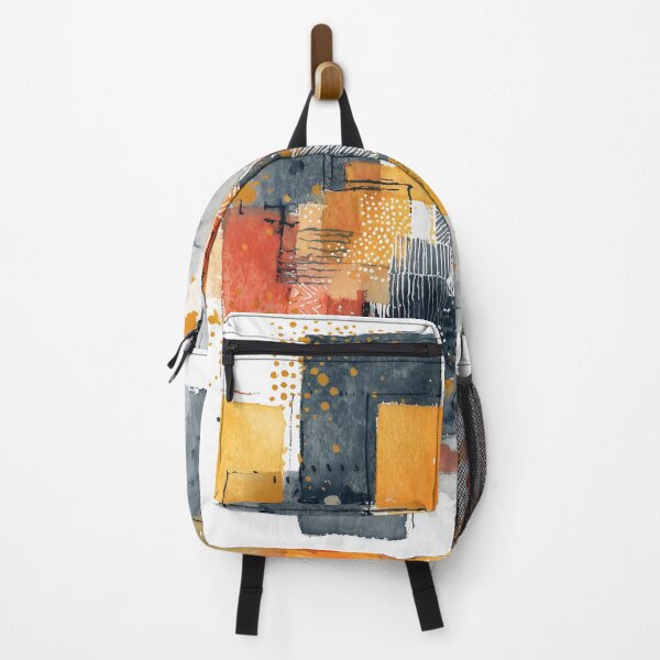 Item preview, Boho Abstract Squares in Orange, Coral and Charcoal designed and sold by solynneart.