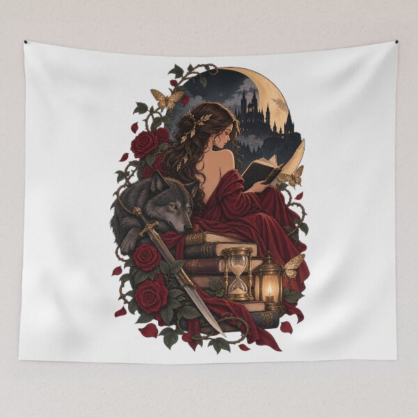 Item preview, Book Reader's Illustration designed and sold by WhimsyPeachCo.