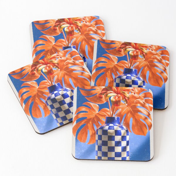 Item preview, Checkered Vase and Orange Leaves designed and sold by VisionaryVeils.