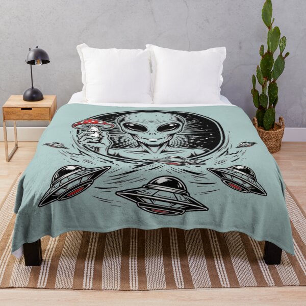 Item preview, Alien with fly agaric mushroom designed and sold by Why Not Art.