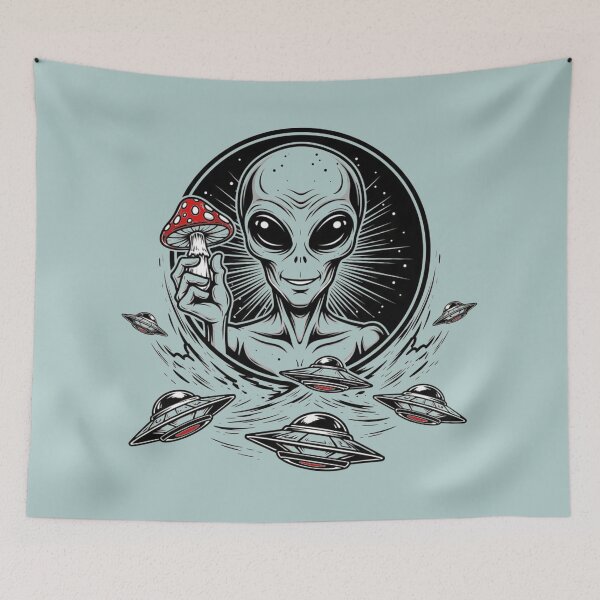 Item preview, Alien with fly agaric mushroom designed and sold by Why Not Art.