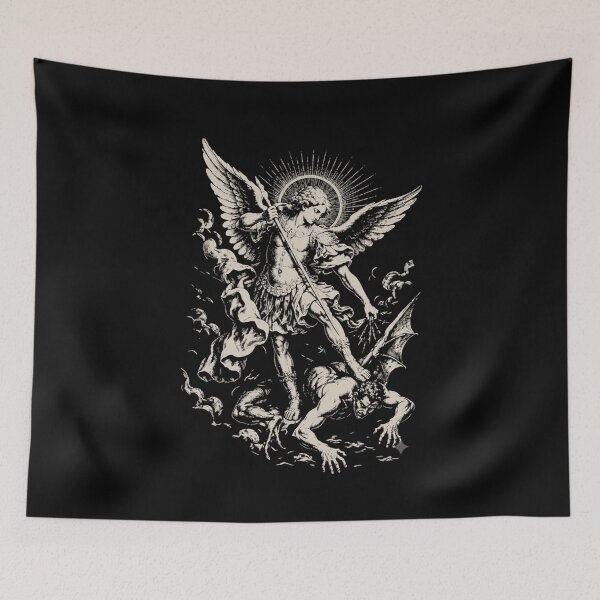 Item preview, Saint Michael Archangel Defeating Demons Vintage Art designed and sold by AnanamorphArter.