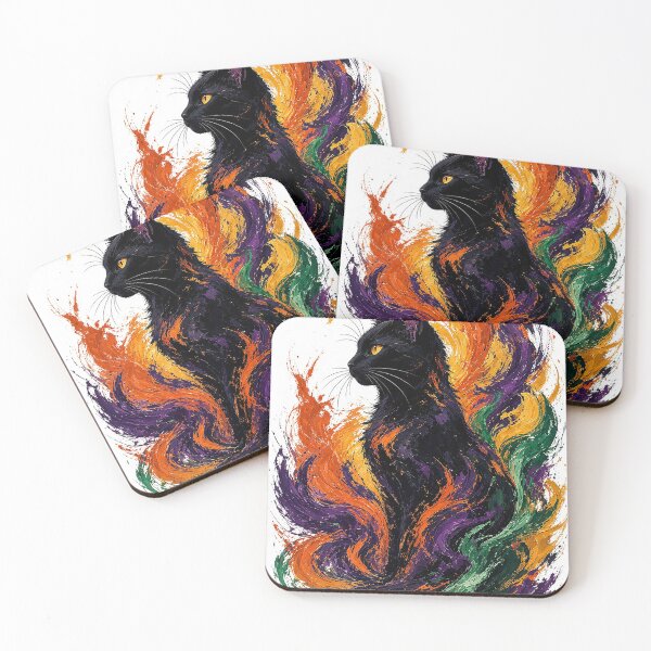 Item preview, Vibrant Expressionist Black Cat – Halloween Abstract Art  designed and sold by MFMart.