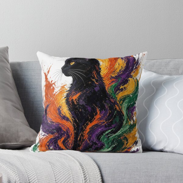 Item preview, Vibrant Expressionist Black Cat – Halloween Abstract Art  designed and sold by MFMart.