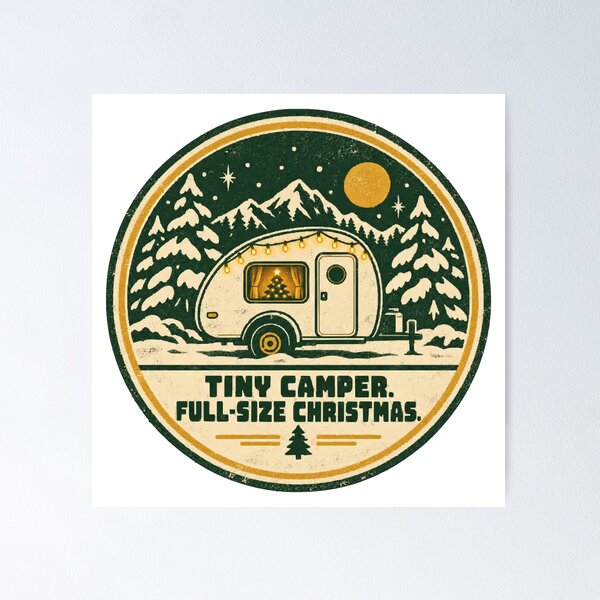 Item preview, Tiny Camper Full-Size Christmas Vintage Camping Badge designed and sold by ThreadQuirk.